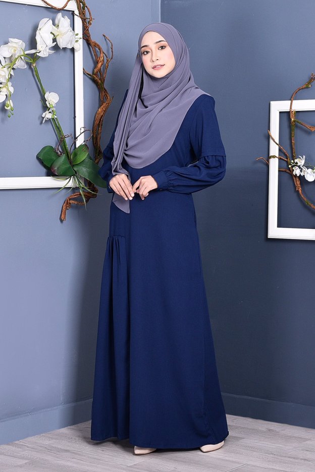 Abaya Lissa Pleated - Navy Blue