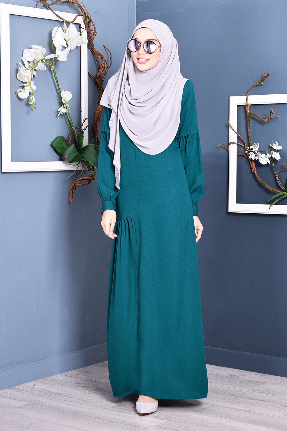 Abaya Lissa Pleated - Marine Green