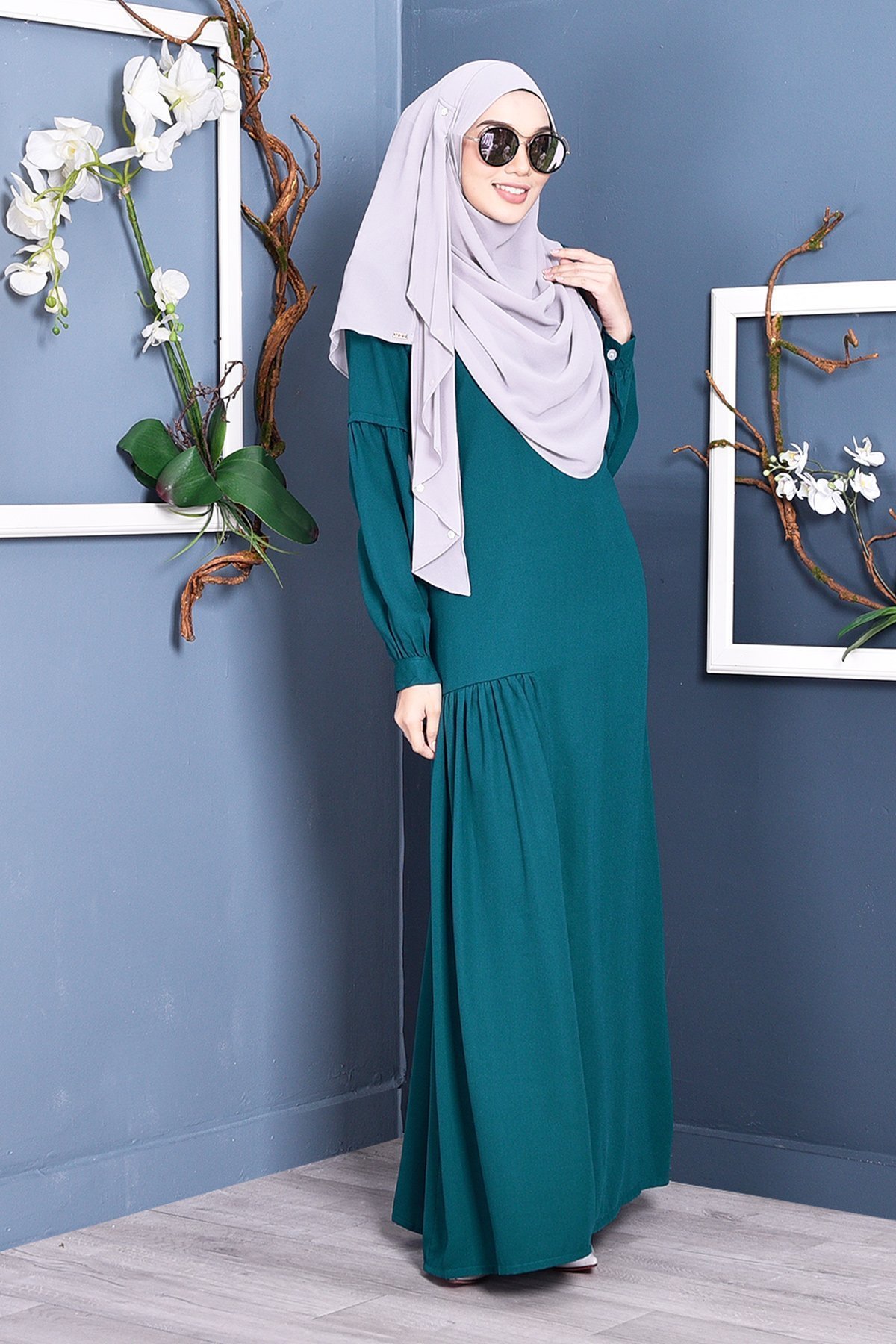 Abaya Lissa Pleated - Marine Green