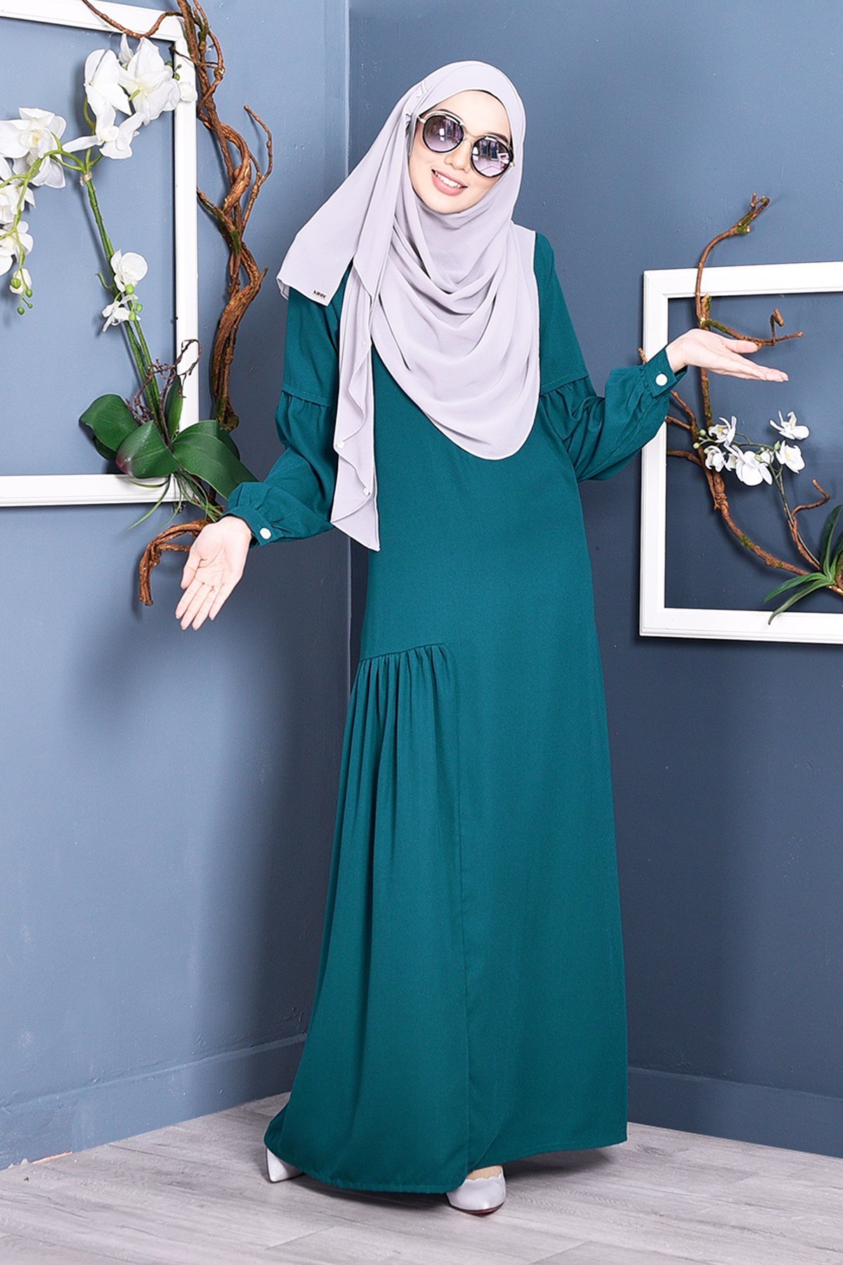 Abaya Lissa Pleated - Marine Green