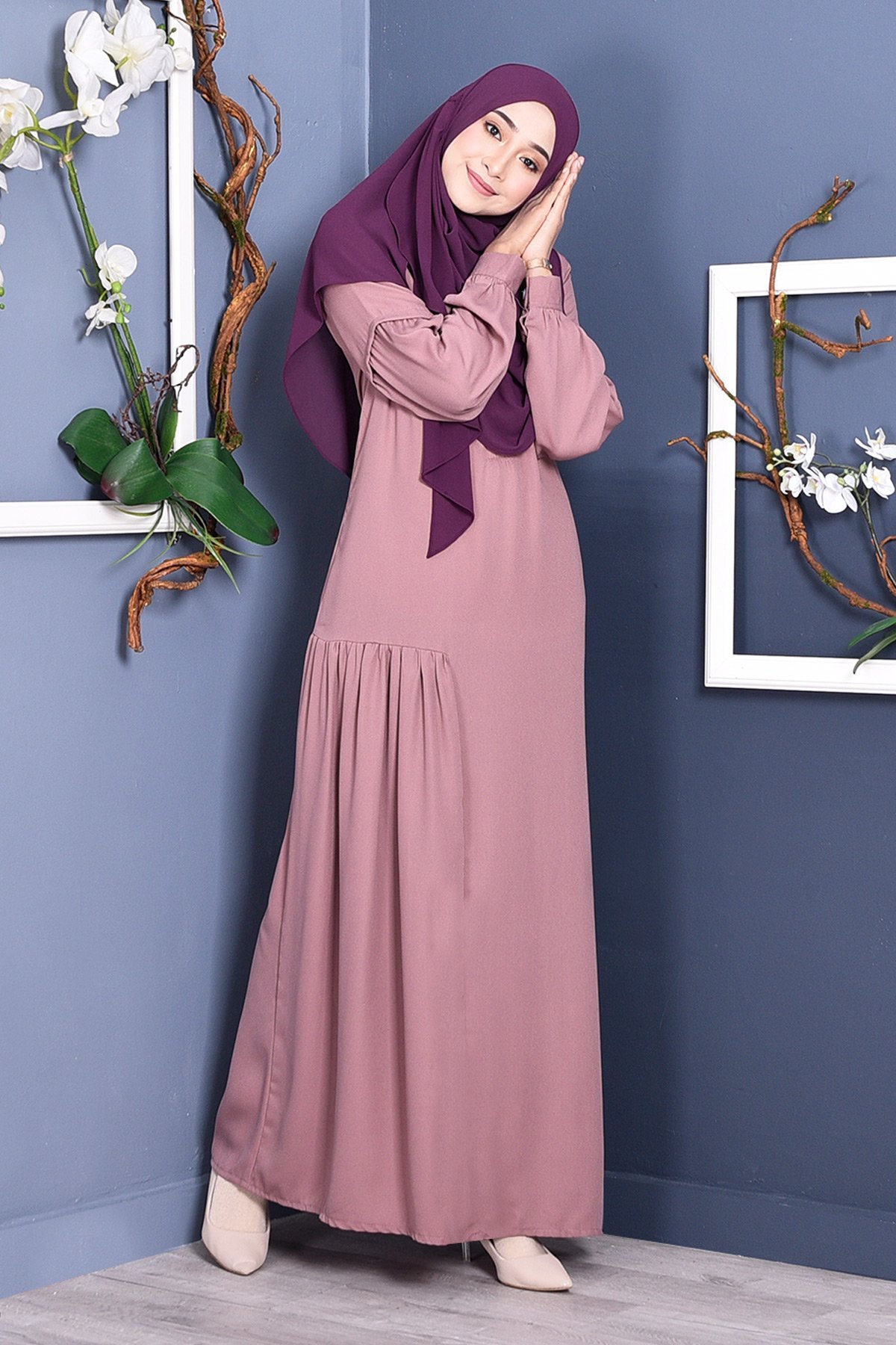 Abaya Lissa Pleated - Lavender Purple