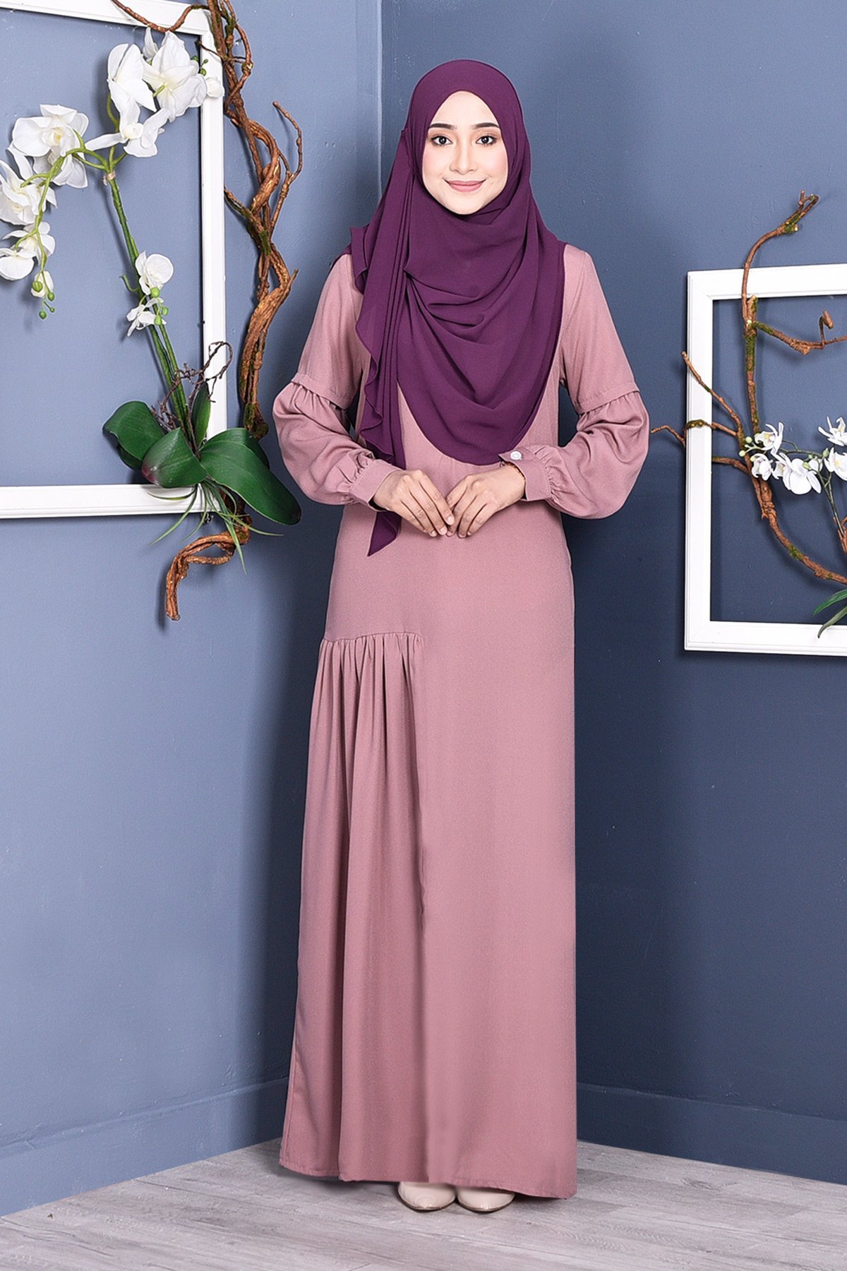 Abaya Lissa Pleated - Lavender Purple