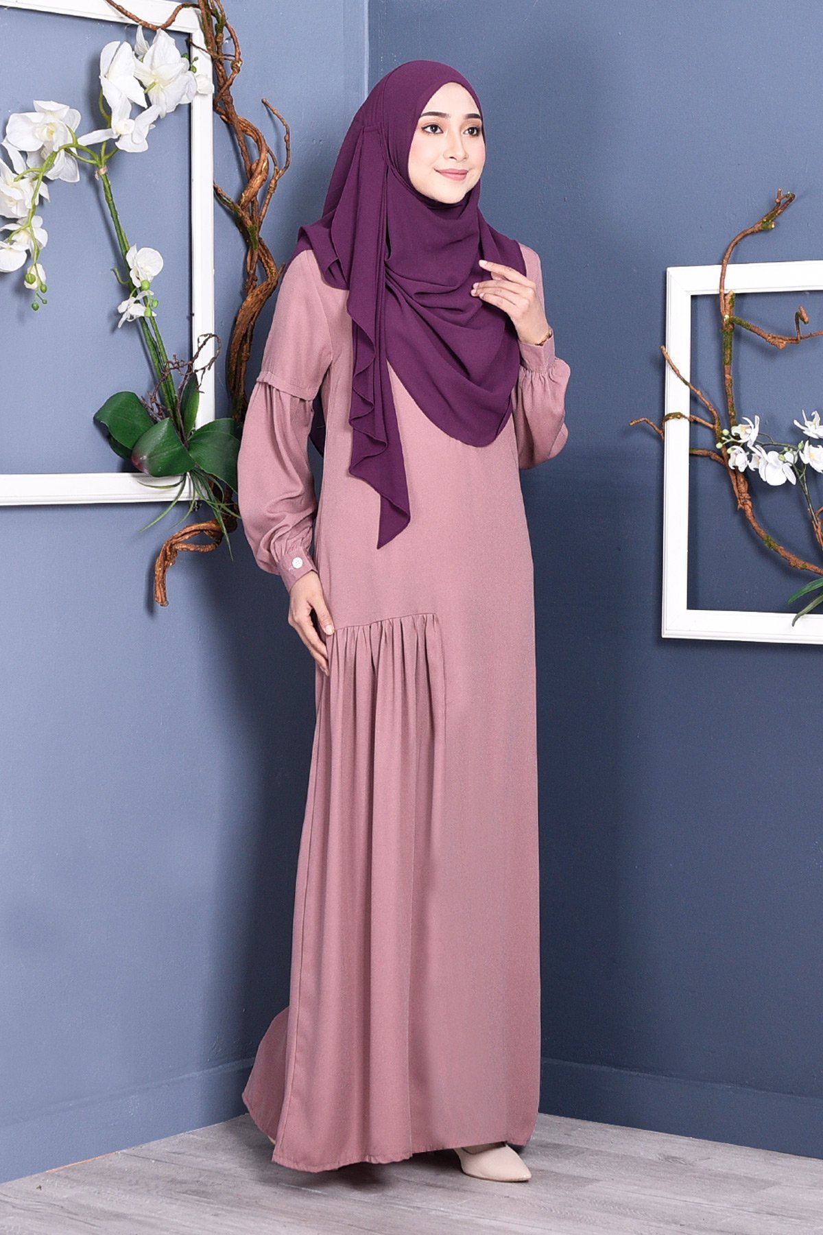 Abaya Lissa Pleated - Lavender Purple