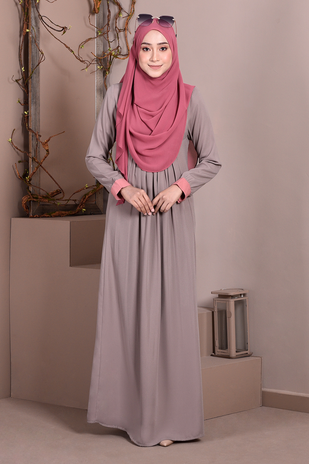Abaya Linda Pleated - Espresso Brown