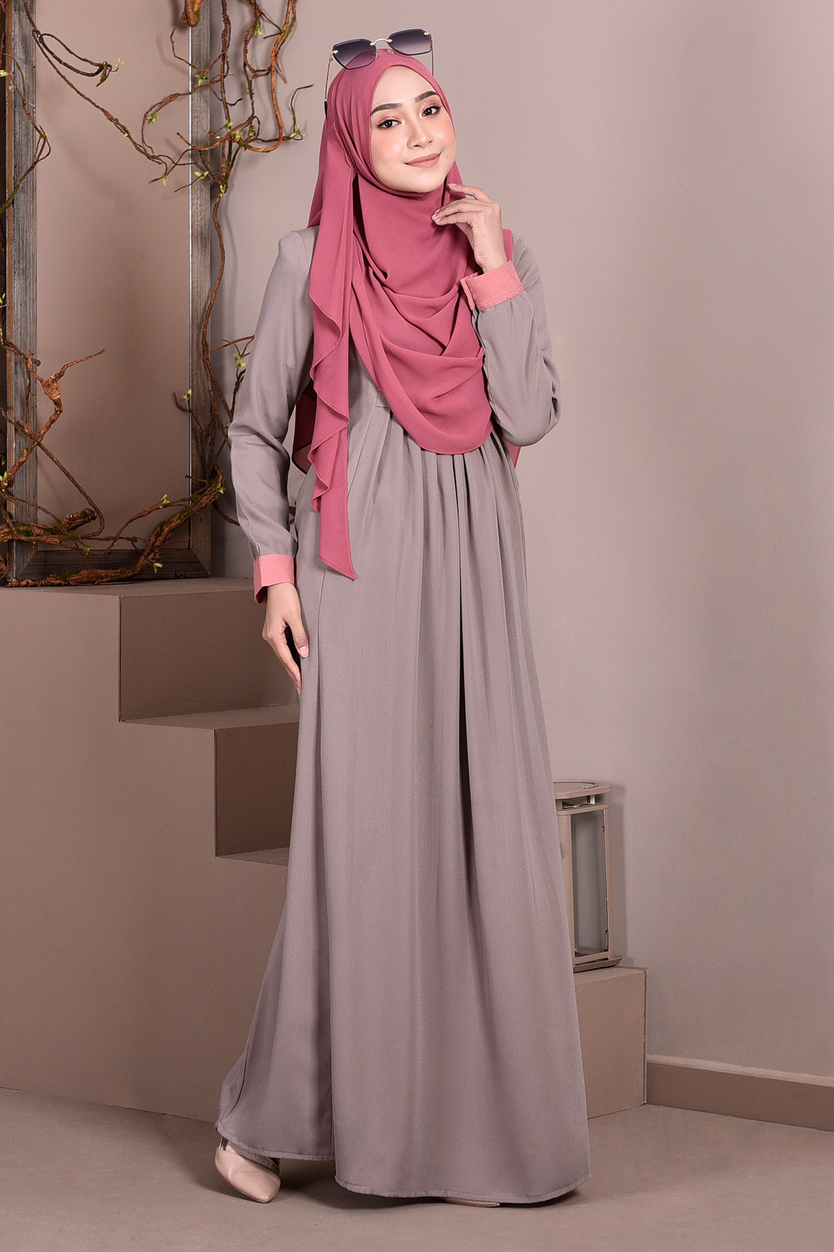 Abaya Linda Pleated - Espresso Brown