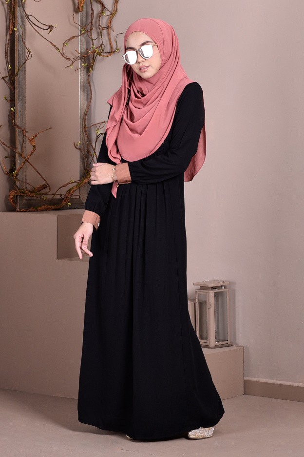 Abaya Linda Pleated - Obsidian Black