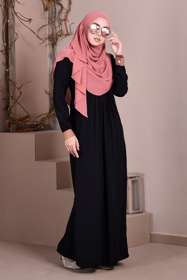 Abaya Linda Pleated - Obsidian Black