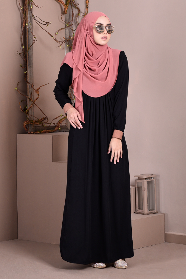 Abaya Linda Pleated - Obsidian Black