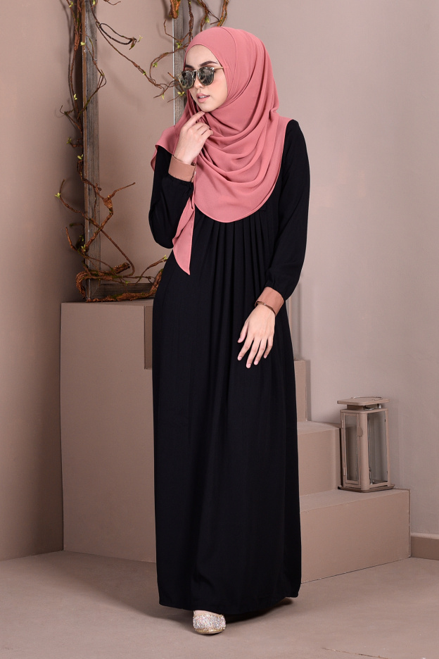Abaya Linda Pleated - Obsidian Black