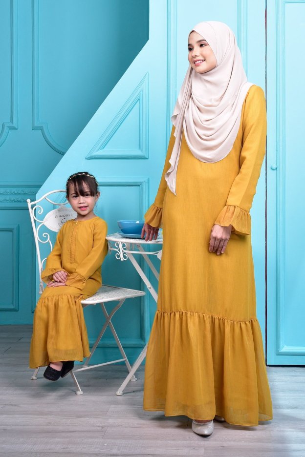 Abaya Mayangsari - Cream Mustard