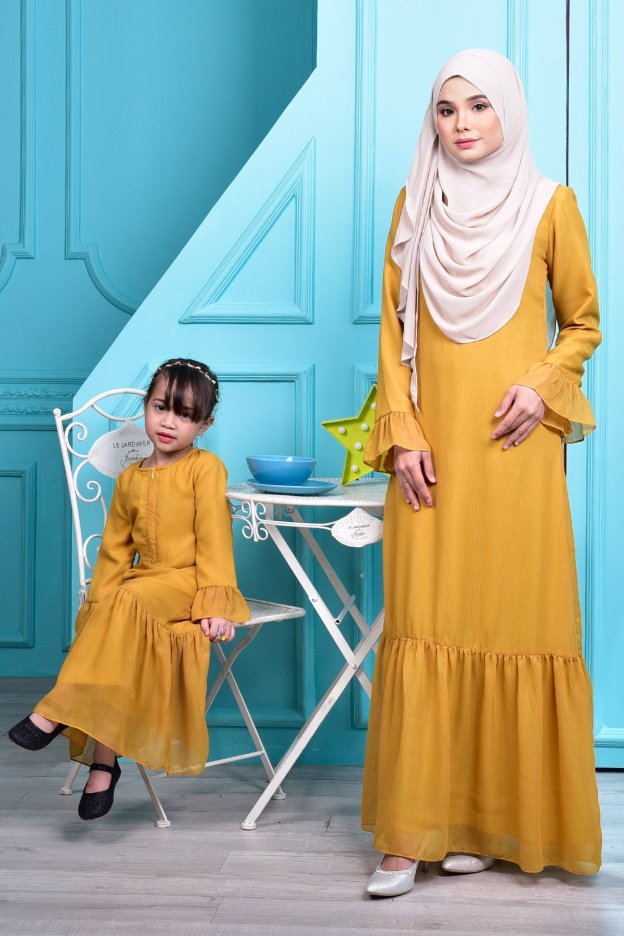 Abaya Mayangsari - Cream Mustard
