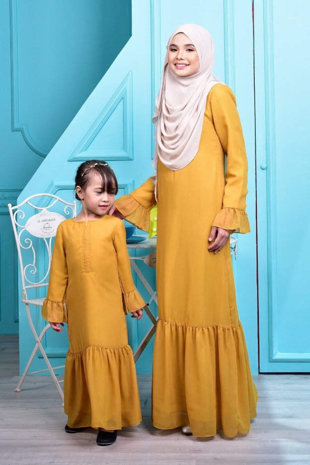 Abaya Mayangsari - Cream Mustard