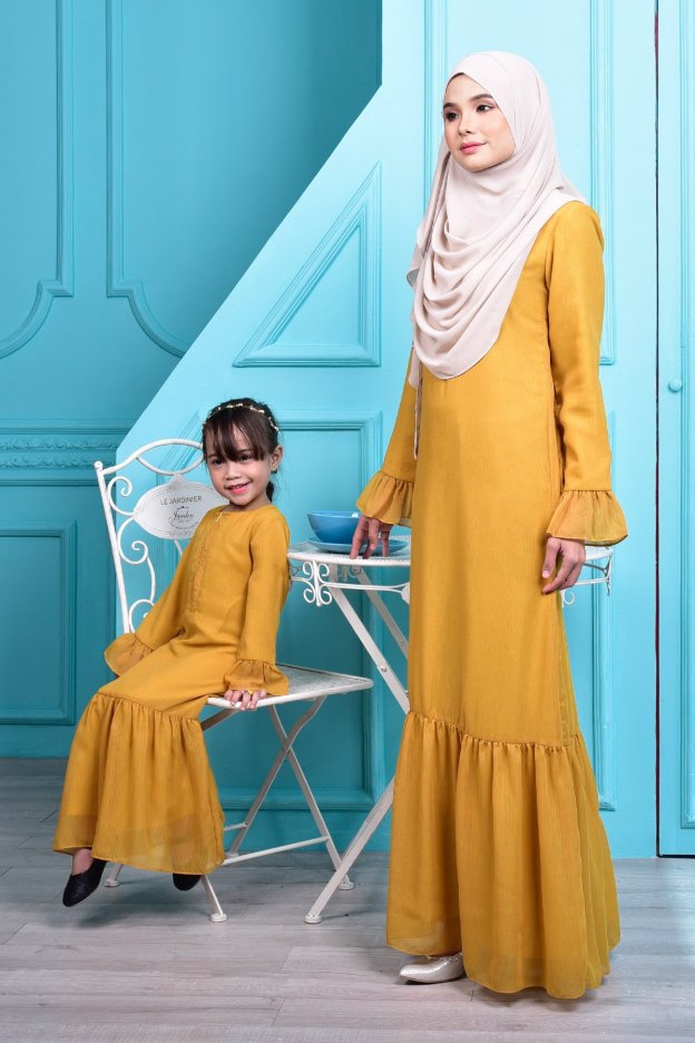 Abaya Mayangsari - Cream Mustard