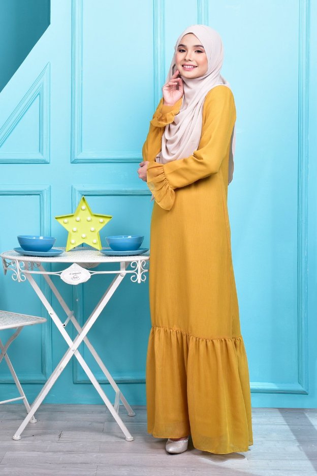 Abaya Mayangsari - Cream Mustard