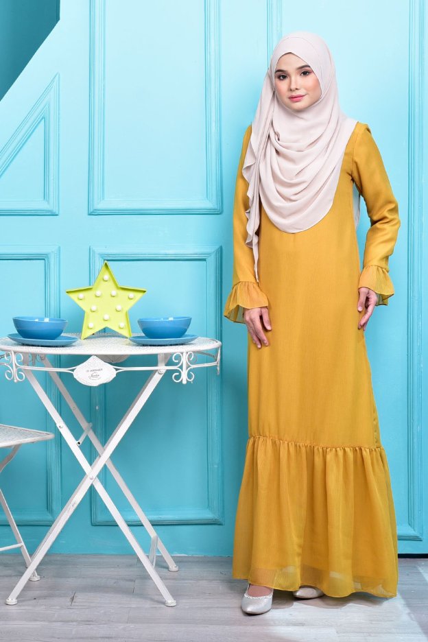 Abaya Mayangsari - Cream Mustard
