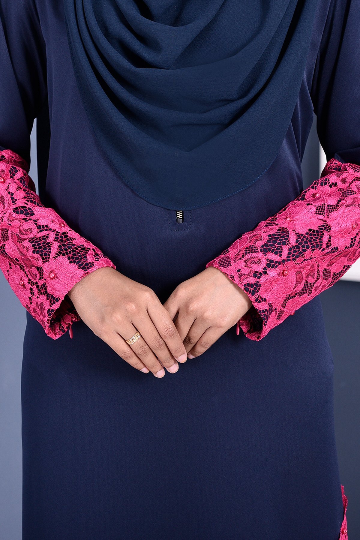 Abaya Lace Mazaya - Navy Blue