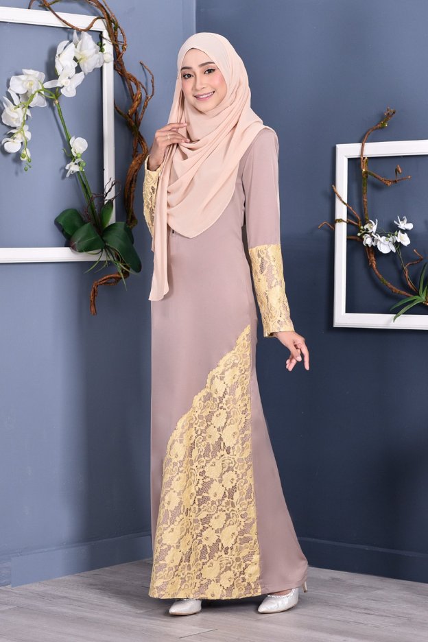 Abaya Lace Mazaya - Golden Brown