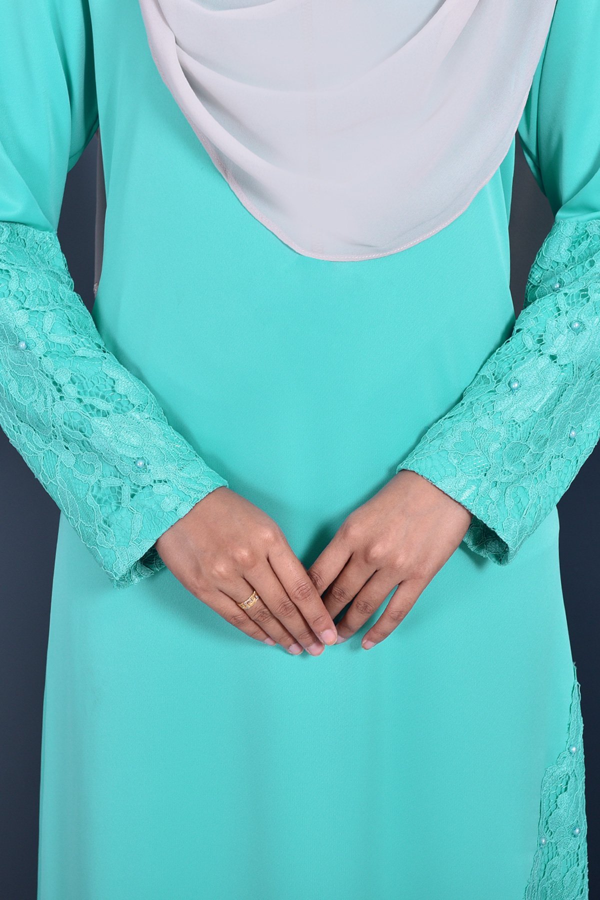 Abaya Lace Mazaya - Aqua Green