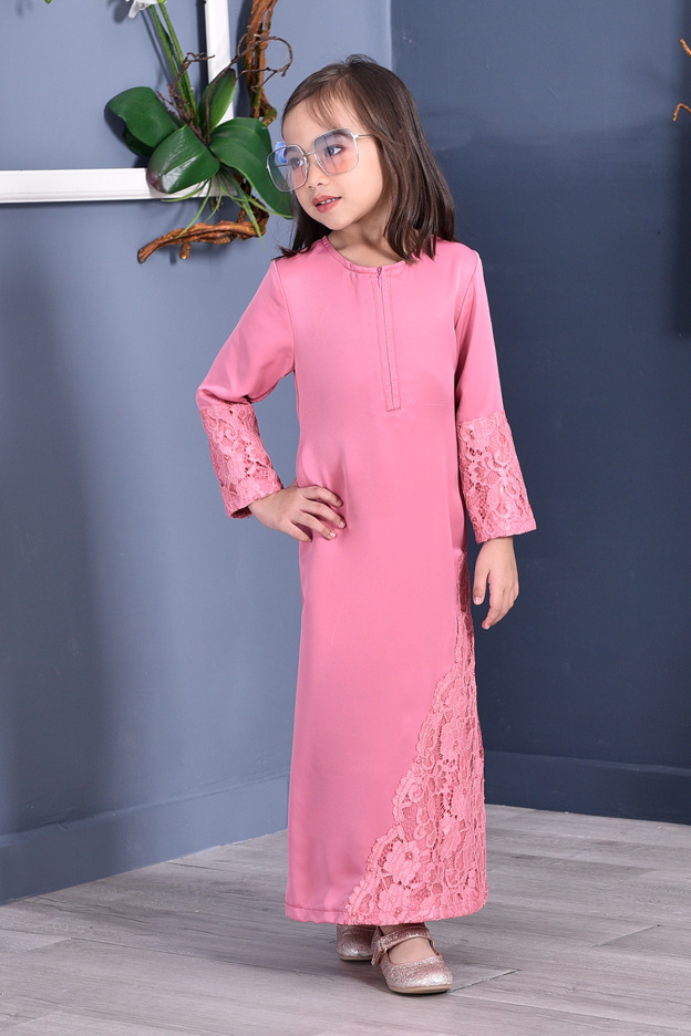 Abaya Lace Mazaya Kids - Petal Pink