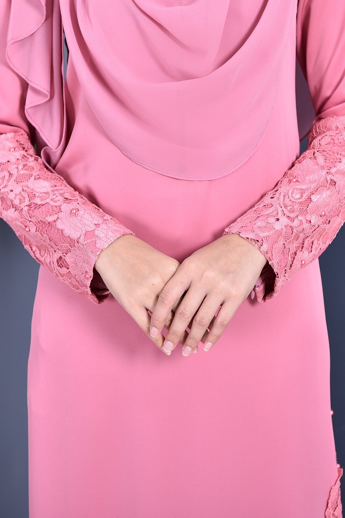 Abaya Lace Mazaya - Petal Pink