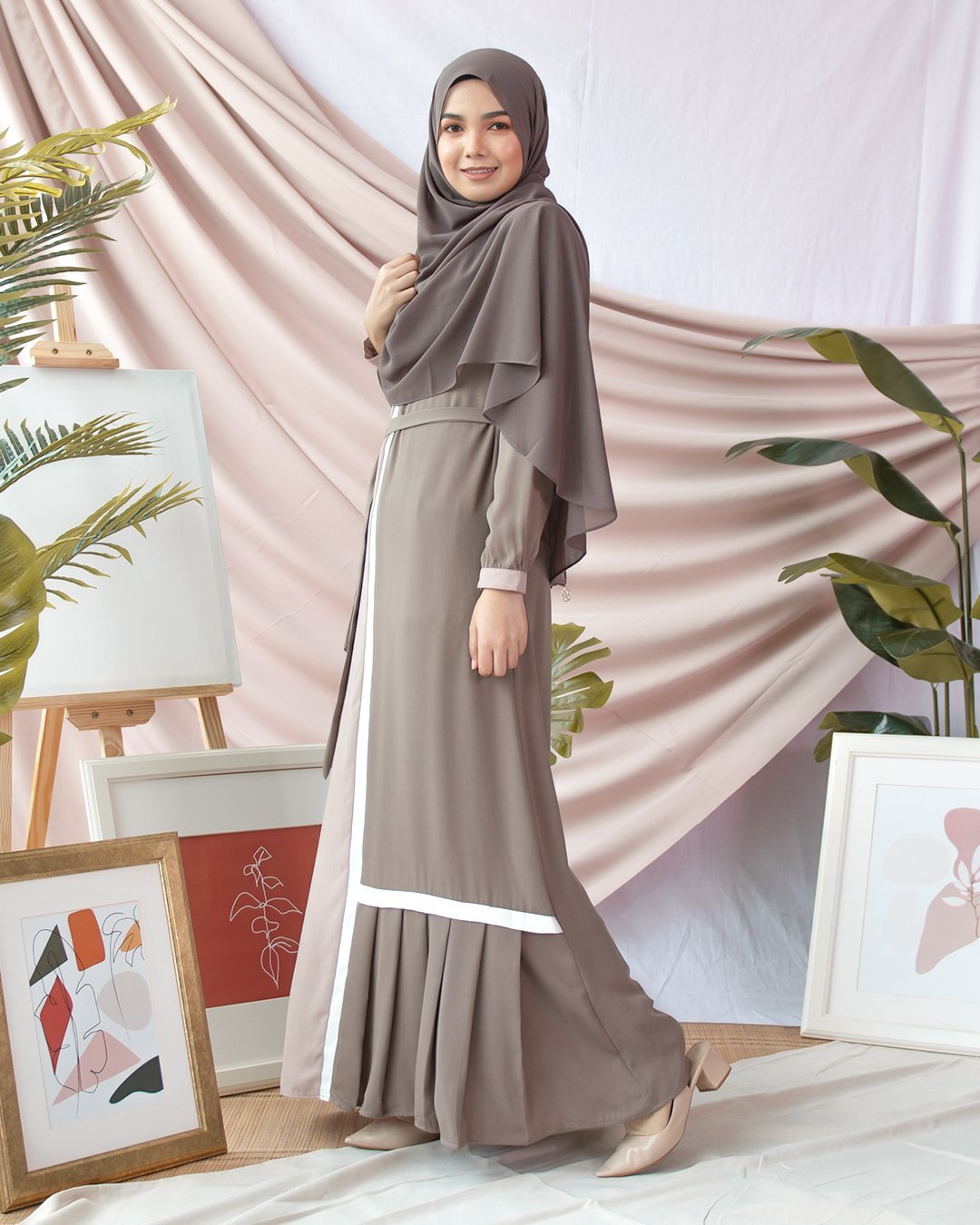 Abaya Pleated Mysha - Thunder Grey