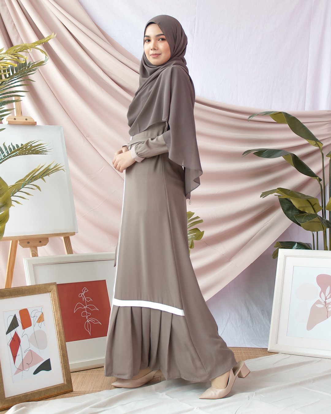 Abaya Pleated Mysha - Thunder Grey
