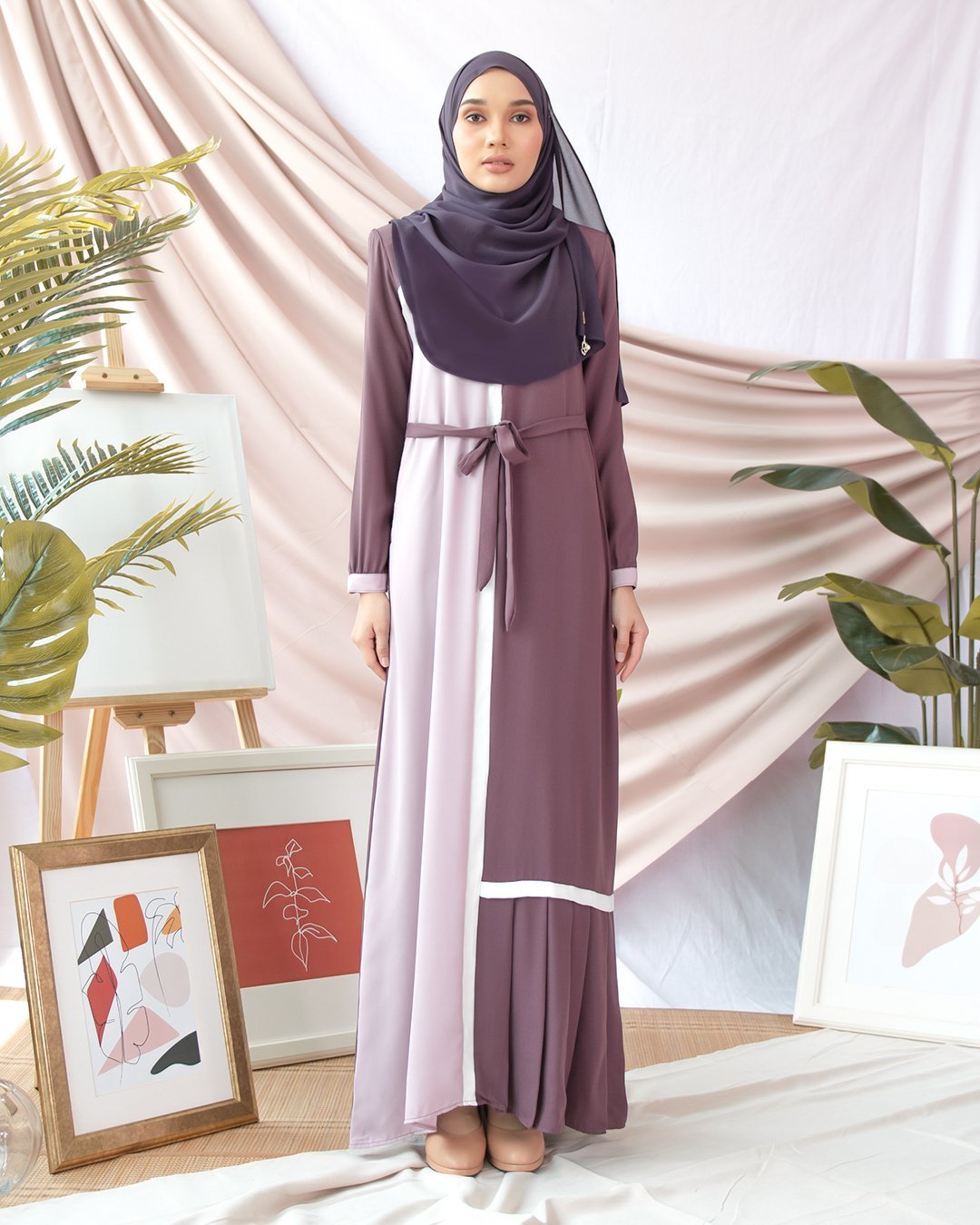 Abaya Pleated Mysha - Grape Purple