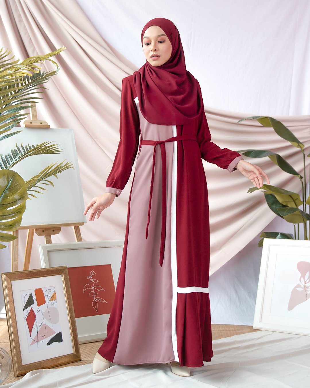 Abaya Pleated Mysha - Madamme Red