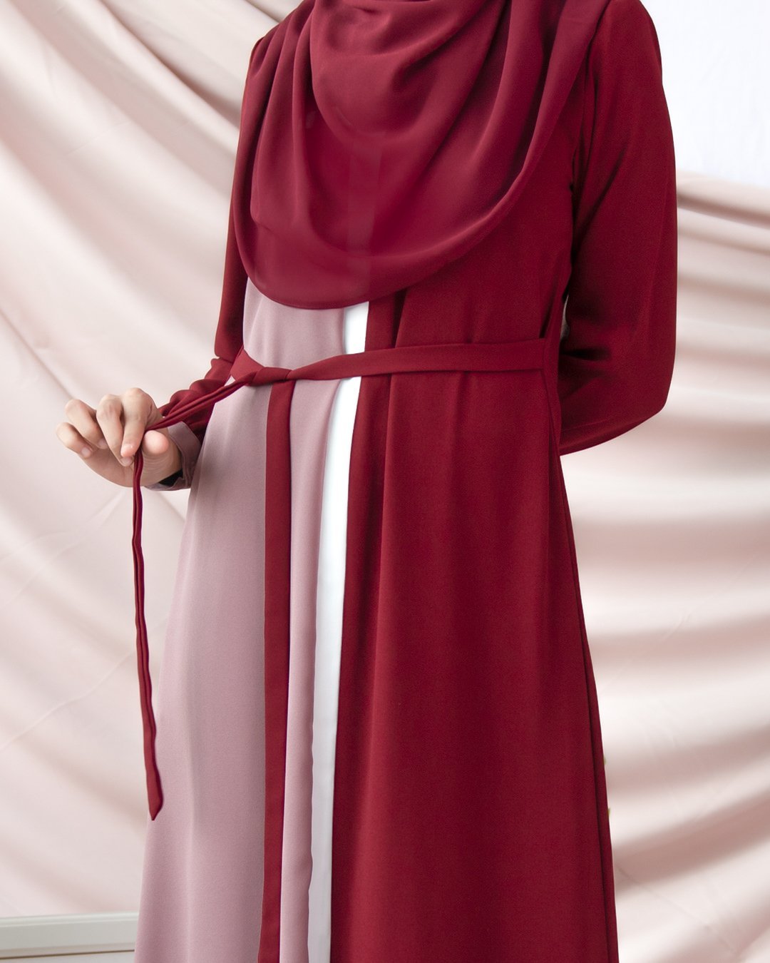 Abaya Pleated Mysha - Madamme Red