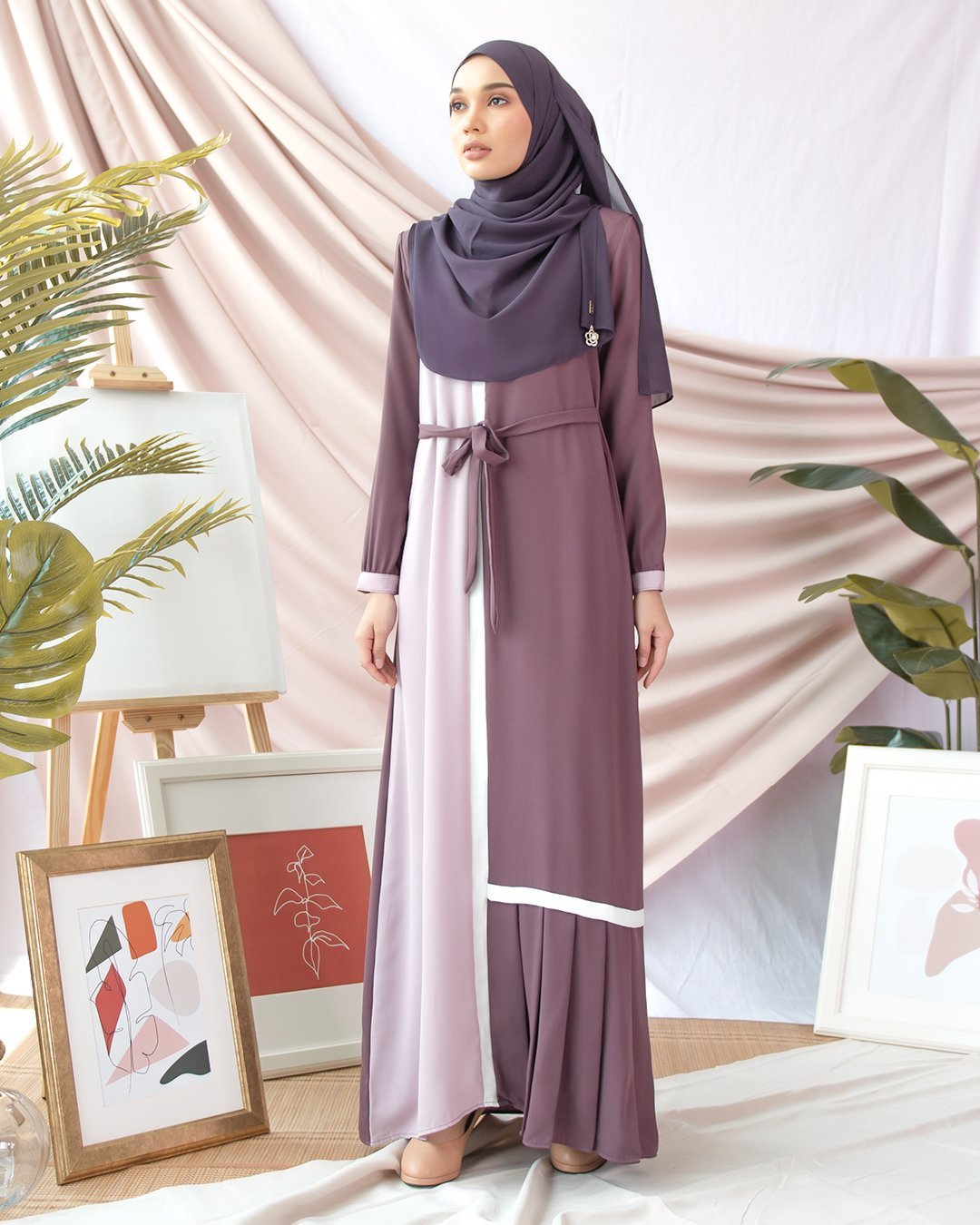 Abaya Pleated Mysha - Grape Purple