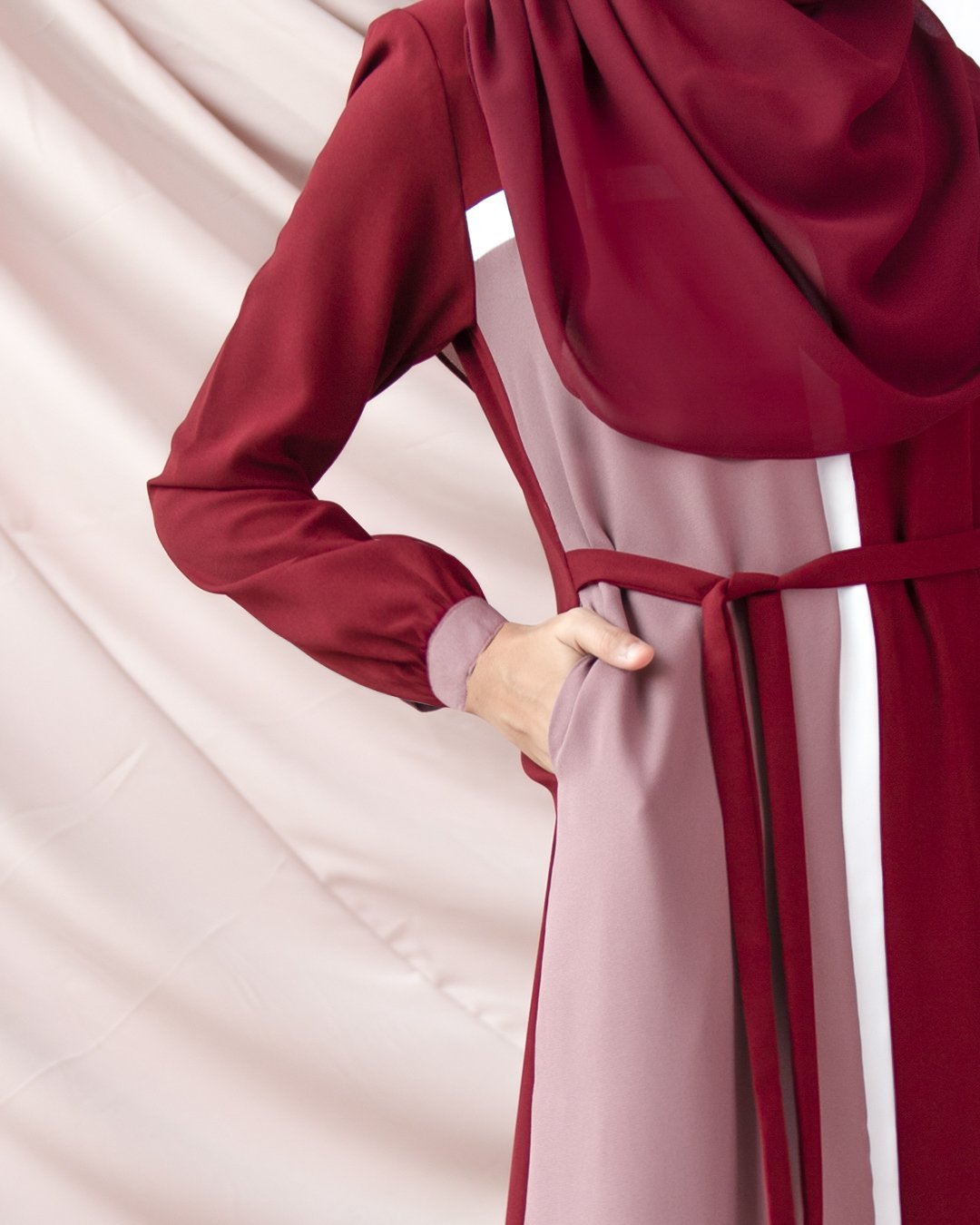 Abaya Pleated Mysha - Madamme Red
