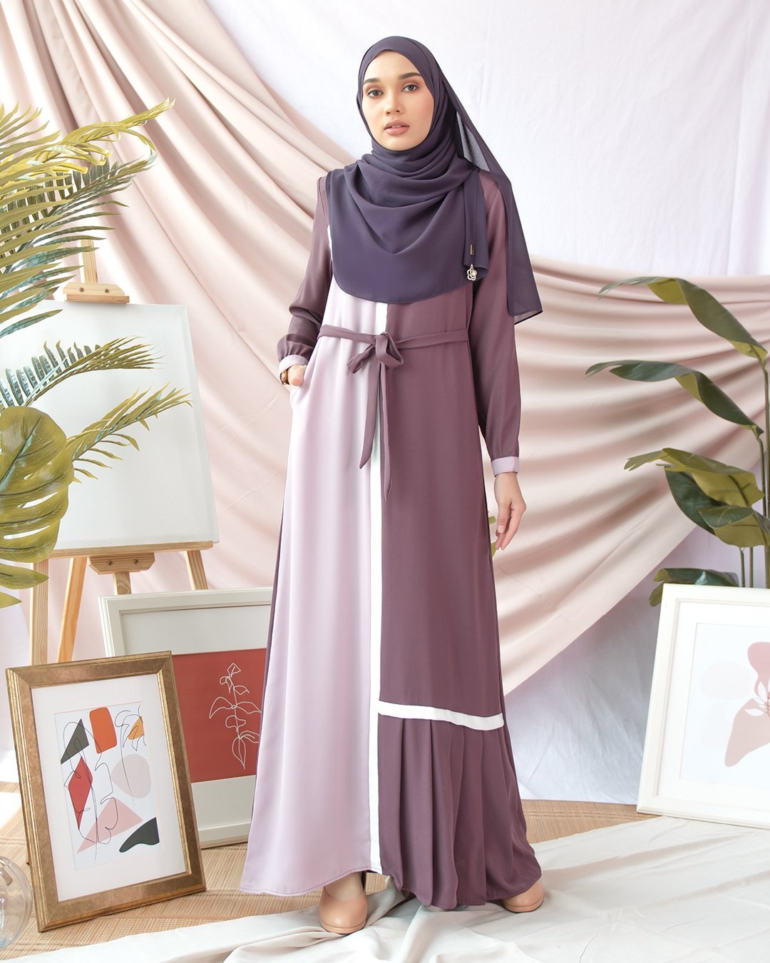 Abaya Pleated Mysha - Grape Purple
