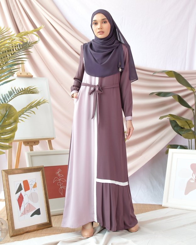 Abaya Pleated Mysha - Grape Purple