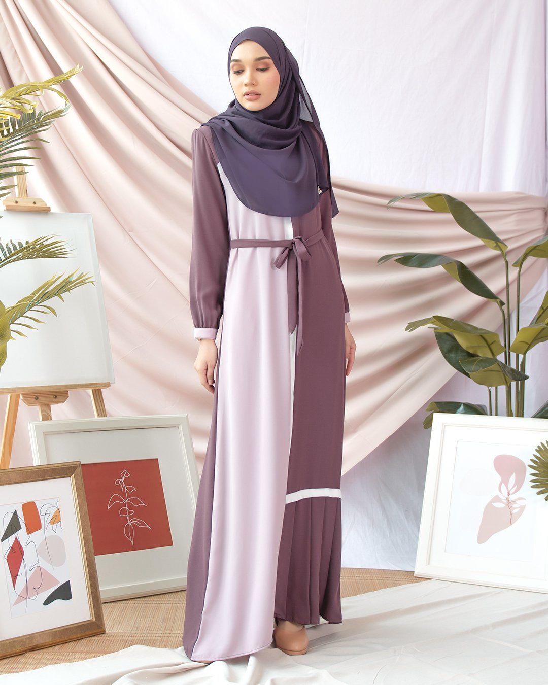 Abaya Pleated Mysha - Grape Purple