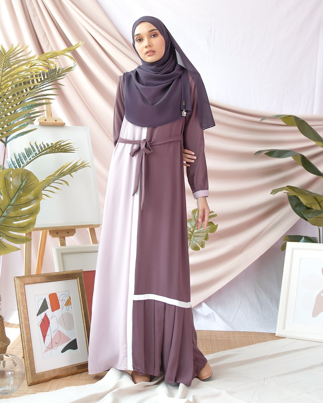 Abaya Pleated Mysha - Grape Purple