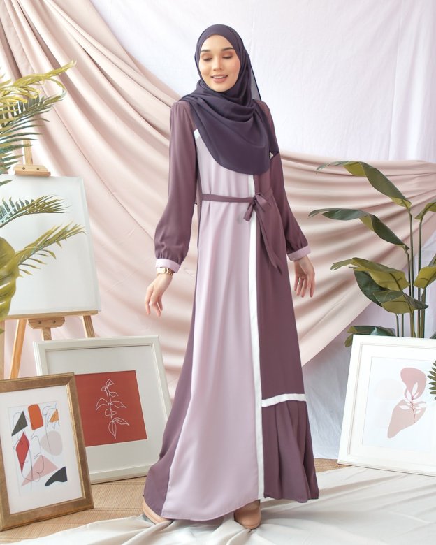 Abaya Pleated Mysha - Grape Purple