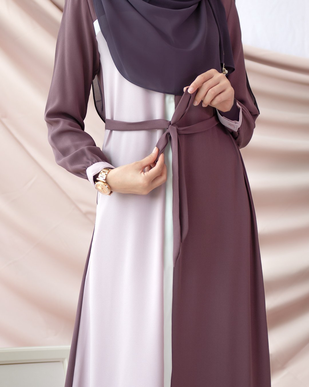 Abaya Pleated Mysha - Grape Purple