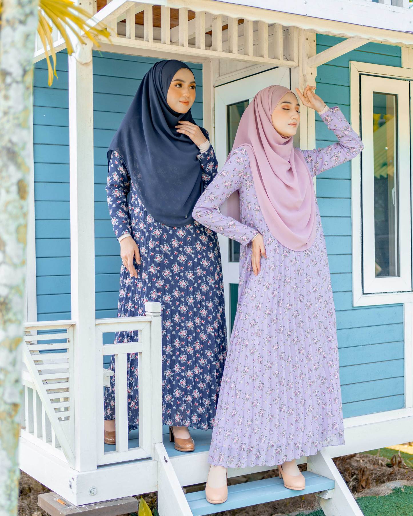 Dress Pleated Nayma - Blueberry