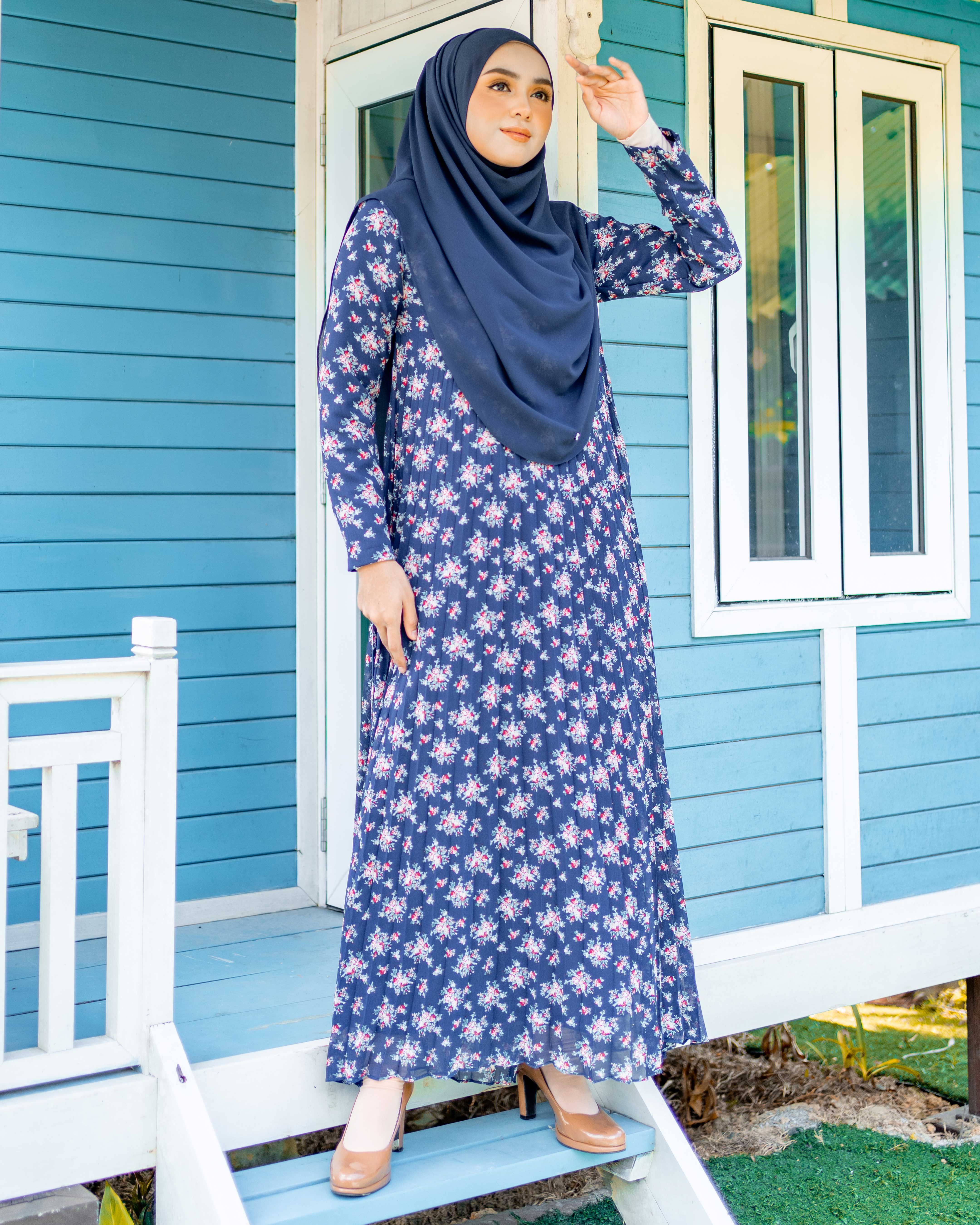 Dress Pleated Nayma - Blueberry
