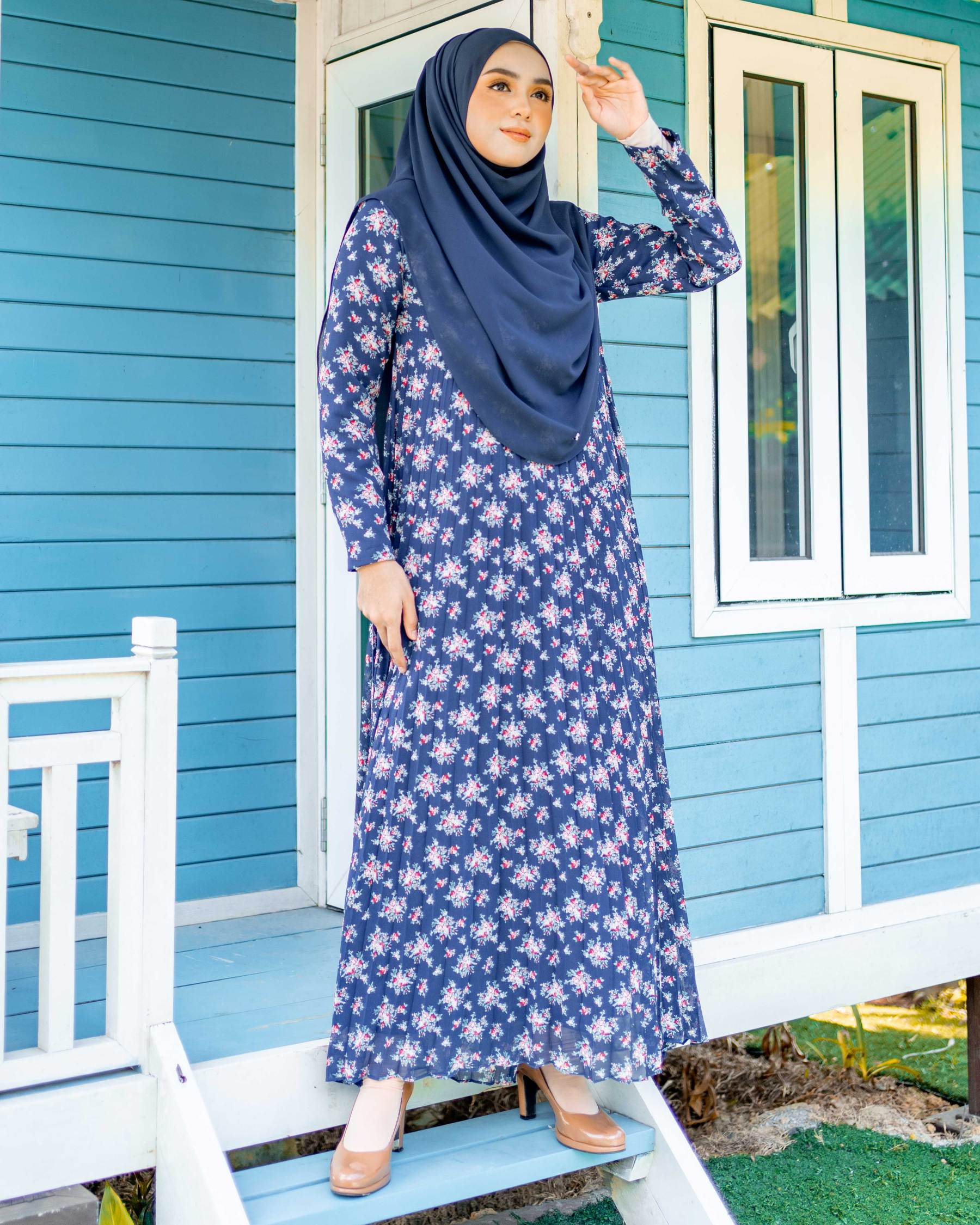 Dress Pleated Nayma - Blueberry