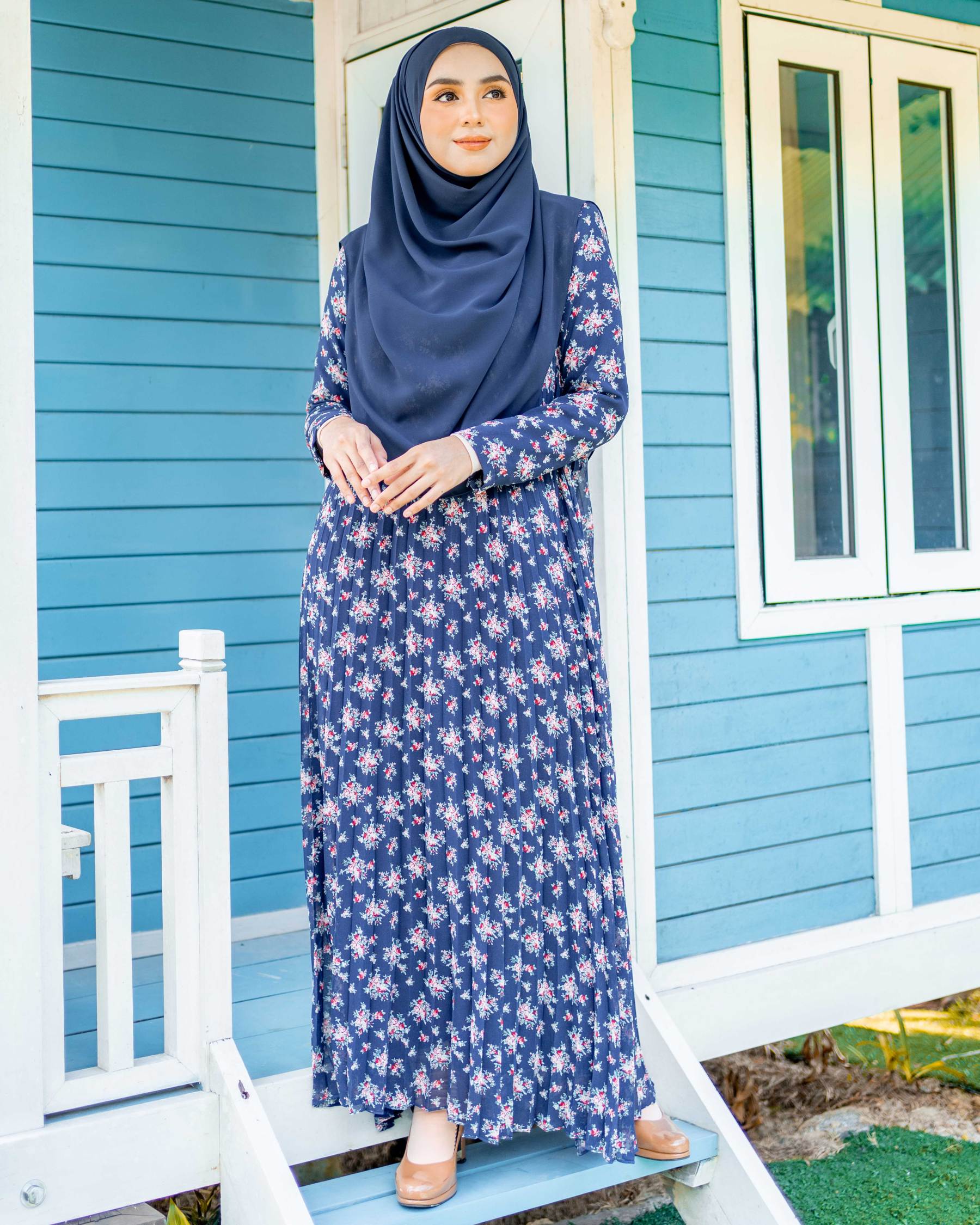 Dress Pleated Nayma - Blueberry