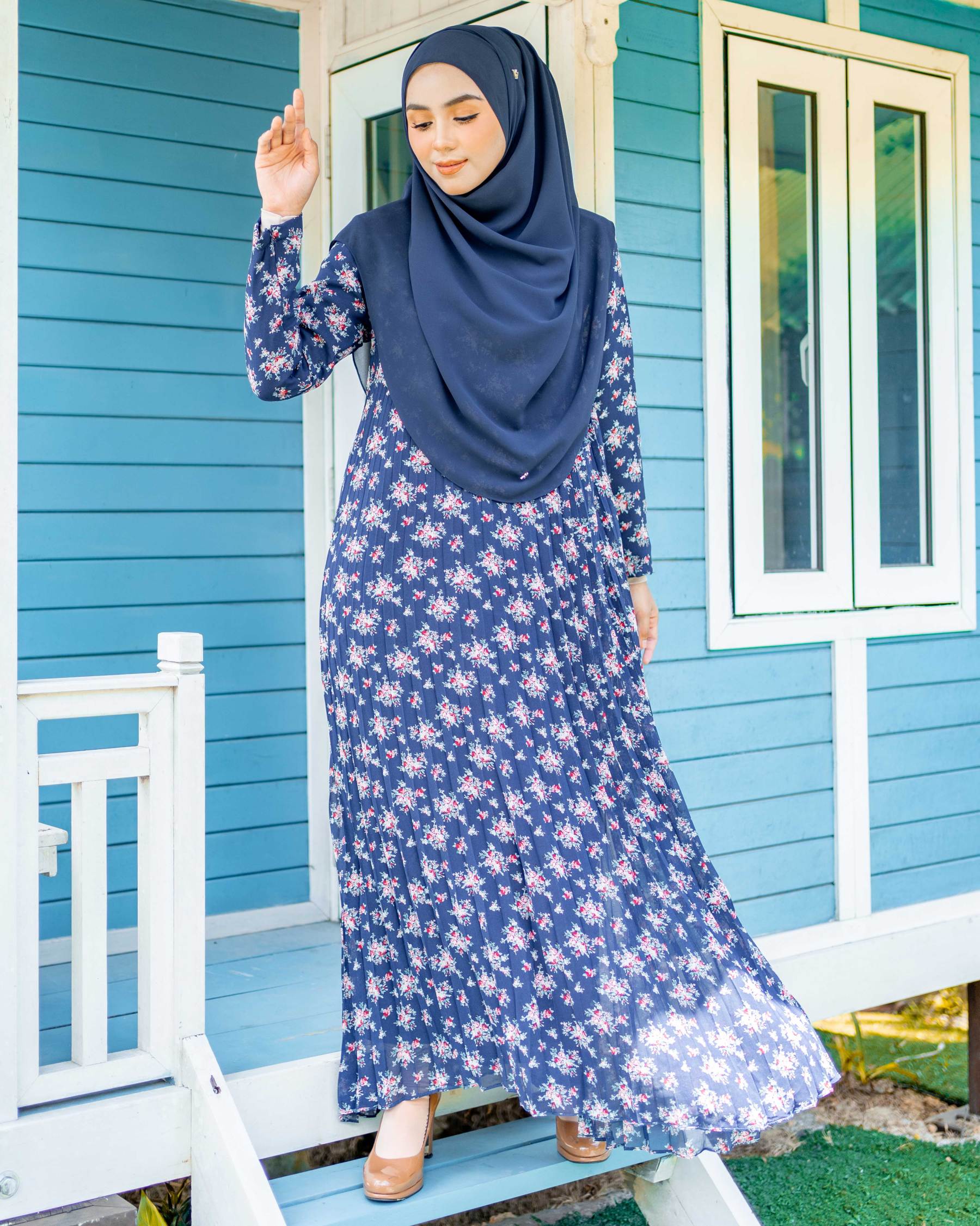 Dress Pleated Nayma - Blueberry