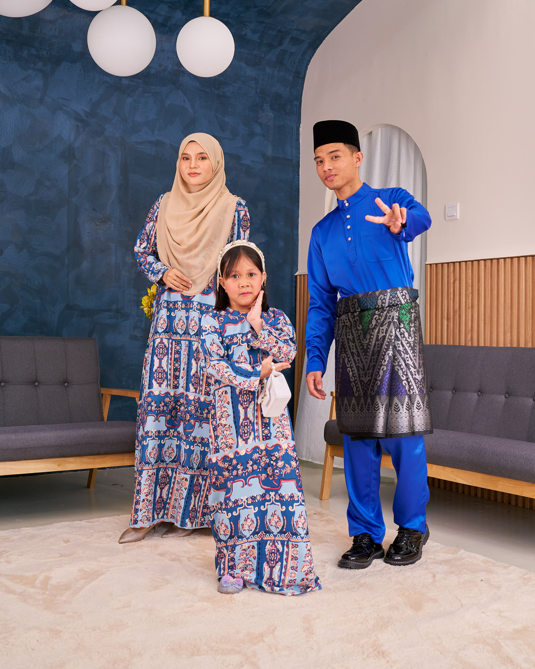 Abaya Printed Vania Kids – Pigeon Blue