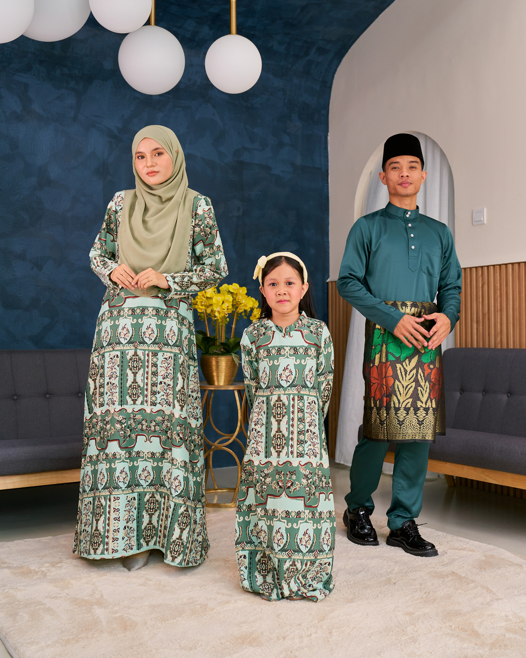 Abaya Printed Vania Kids – Basil Green