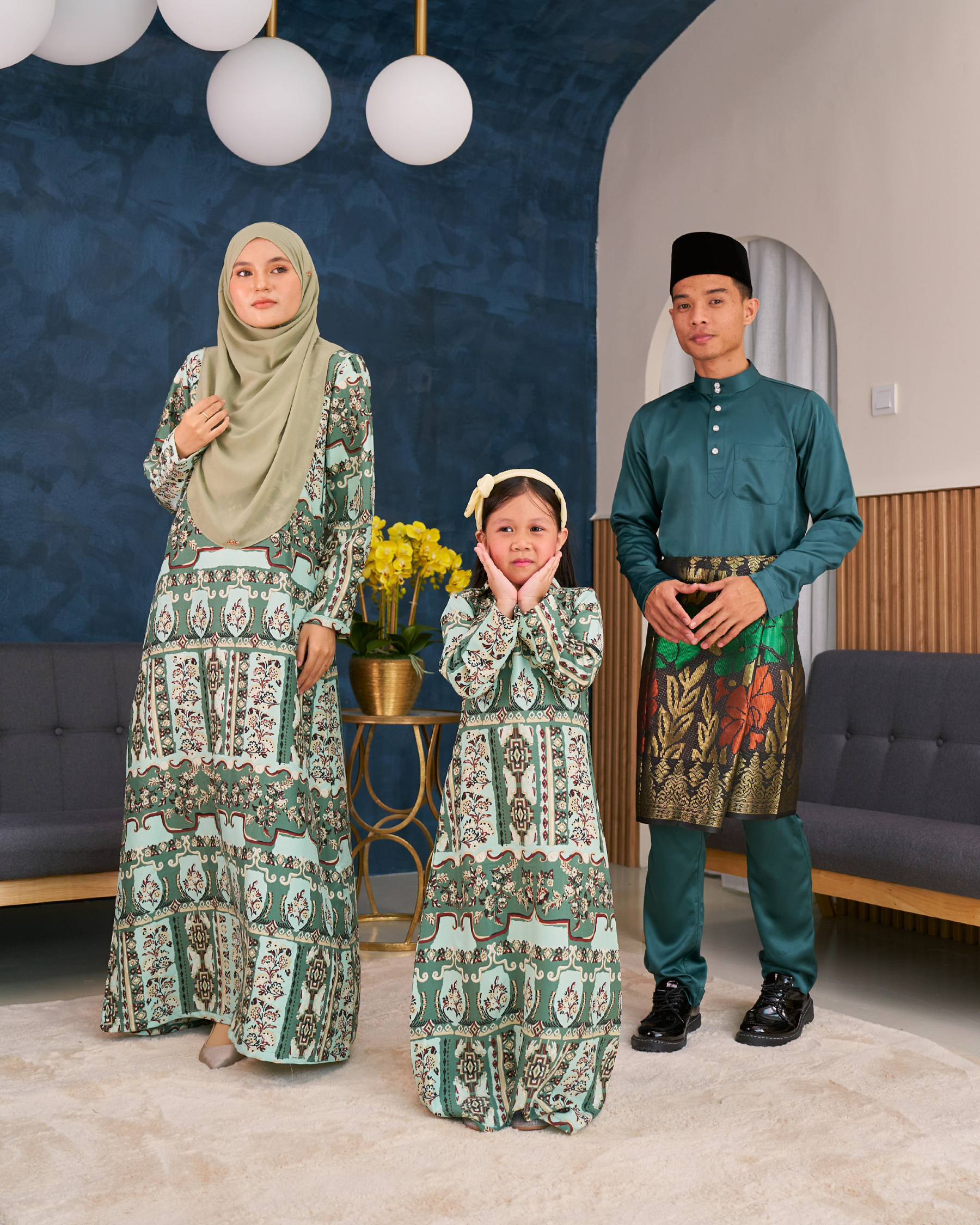 Abaya Printed Vania Kids – Basil Green