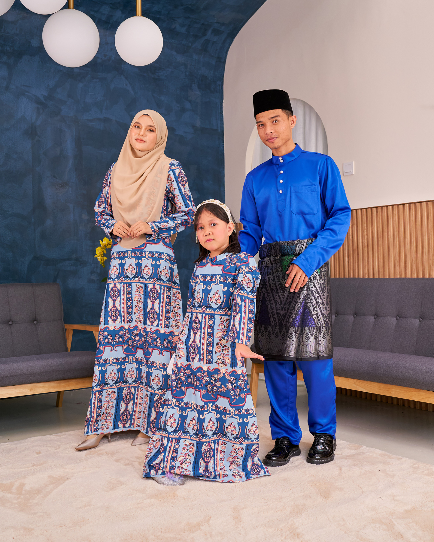 Abaya Printed Vania Kids – Pigeon Blue
