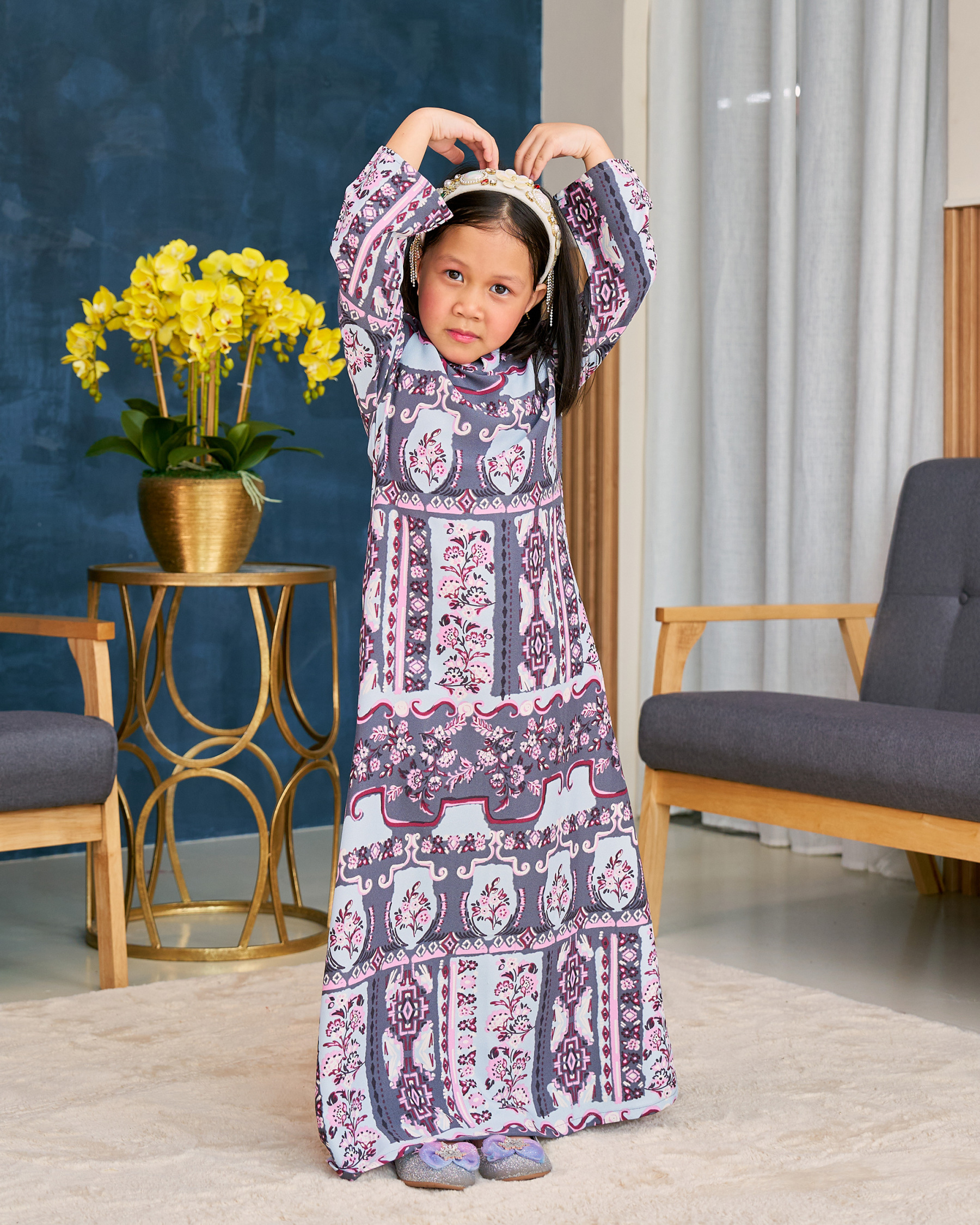 Abaya Printed Vania Kids – Shadow Pewter