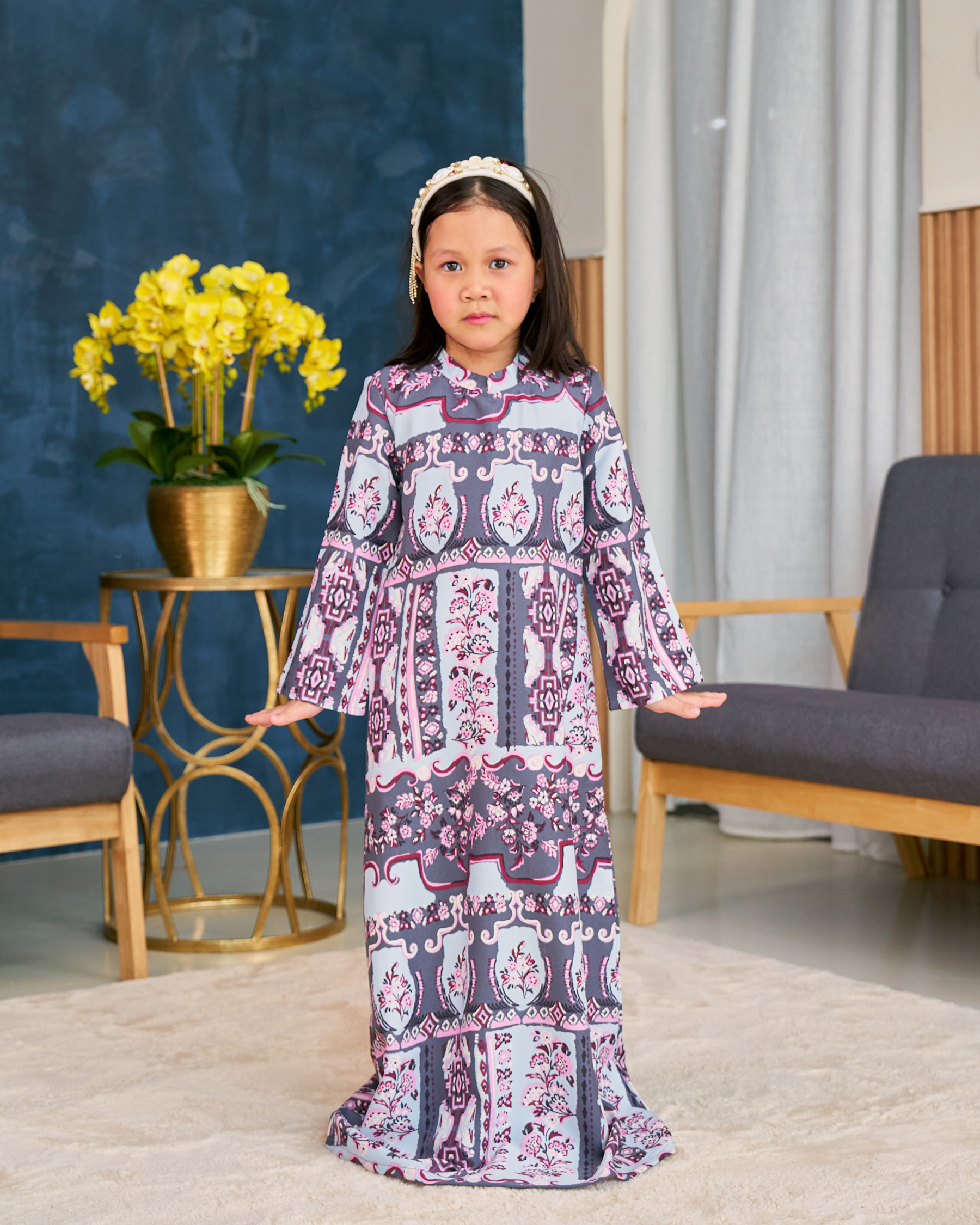 Abaya Printed Vania Kids – Shadow Pewter