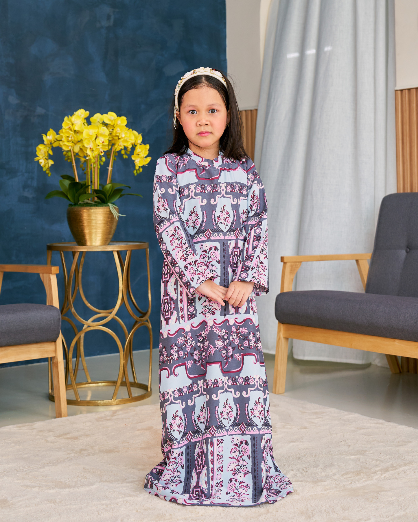 Abaya Printed Vania Kids – Shadow Pewter