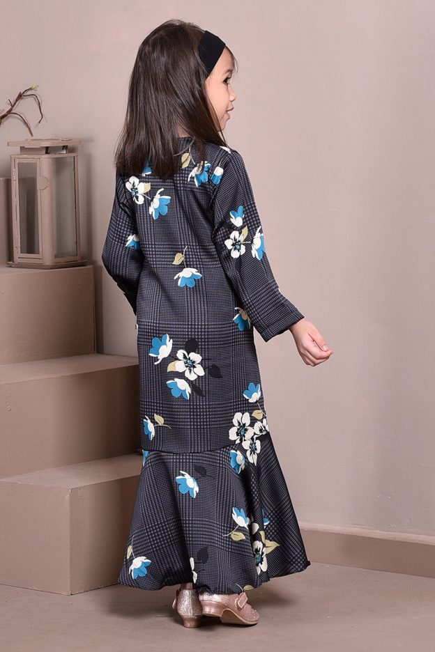 Abaya Checkered Renee Kids - Night Grey